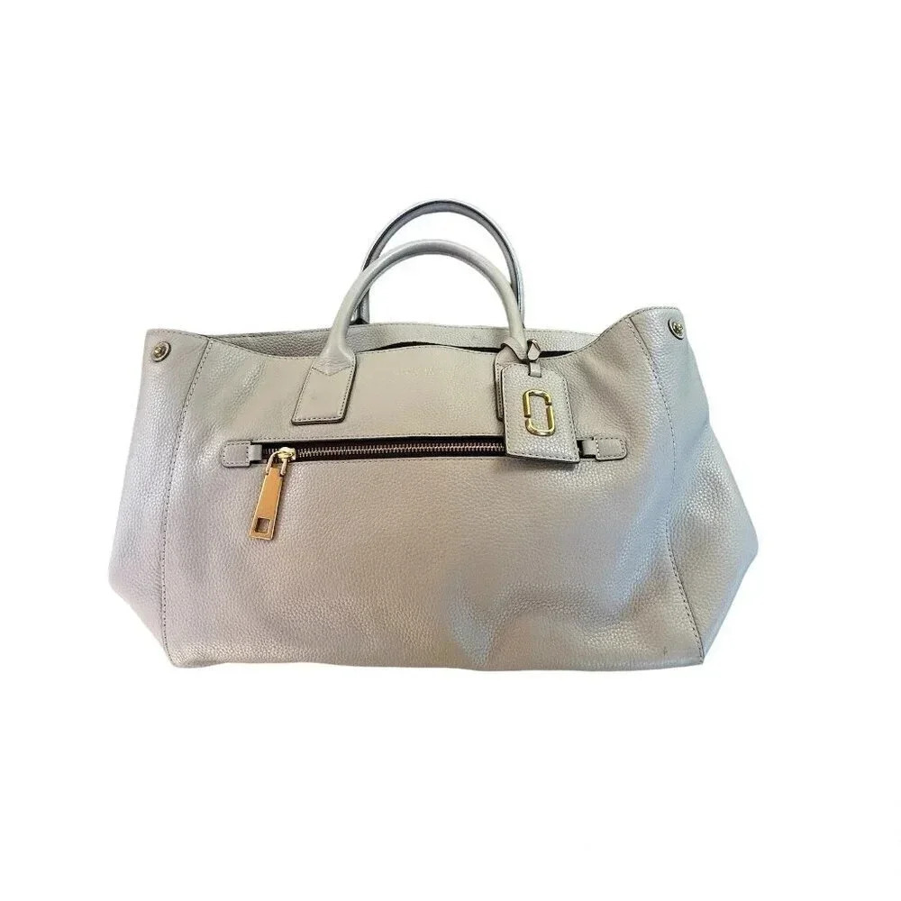 Marc Jacobs Pebbled Leather Tote in Light Gray with Gold Hardware